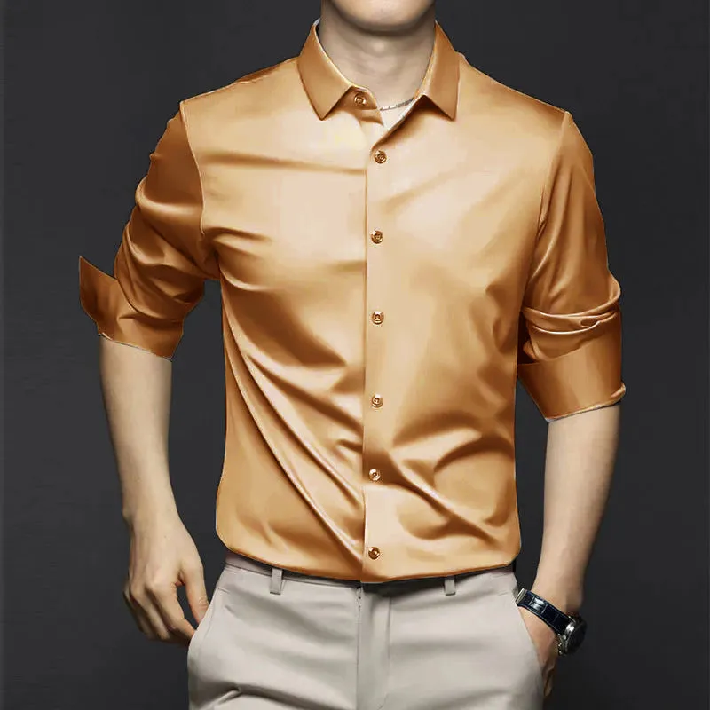 Men’s Wrinkle-Free Ice Silk Dress Shirt