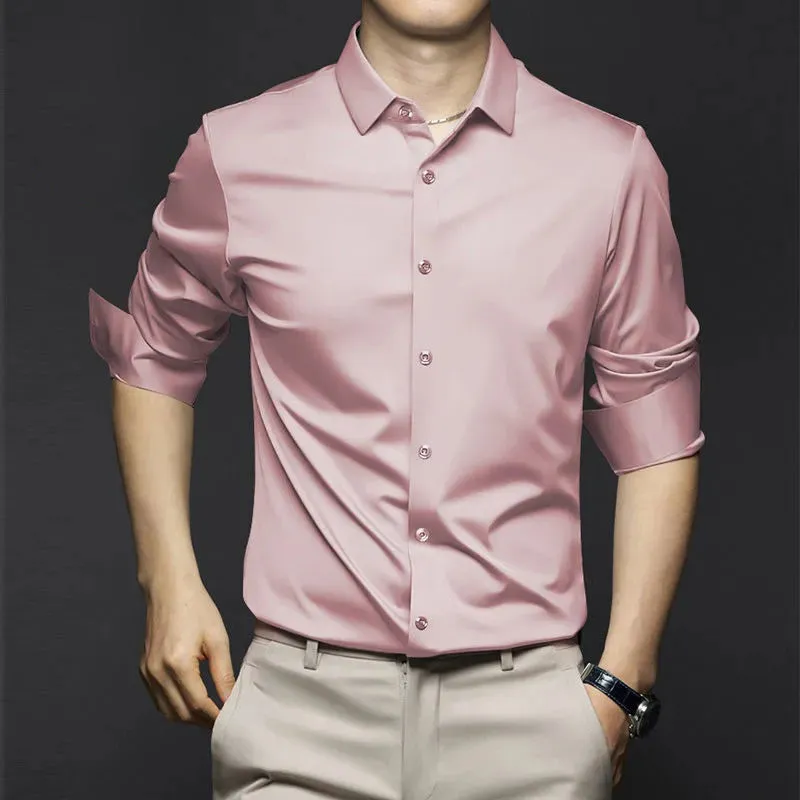 Men’s Wrinkle-Free Ice Silk Dress Shirt