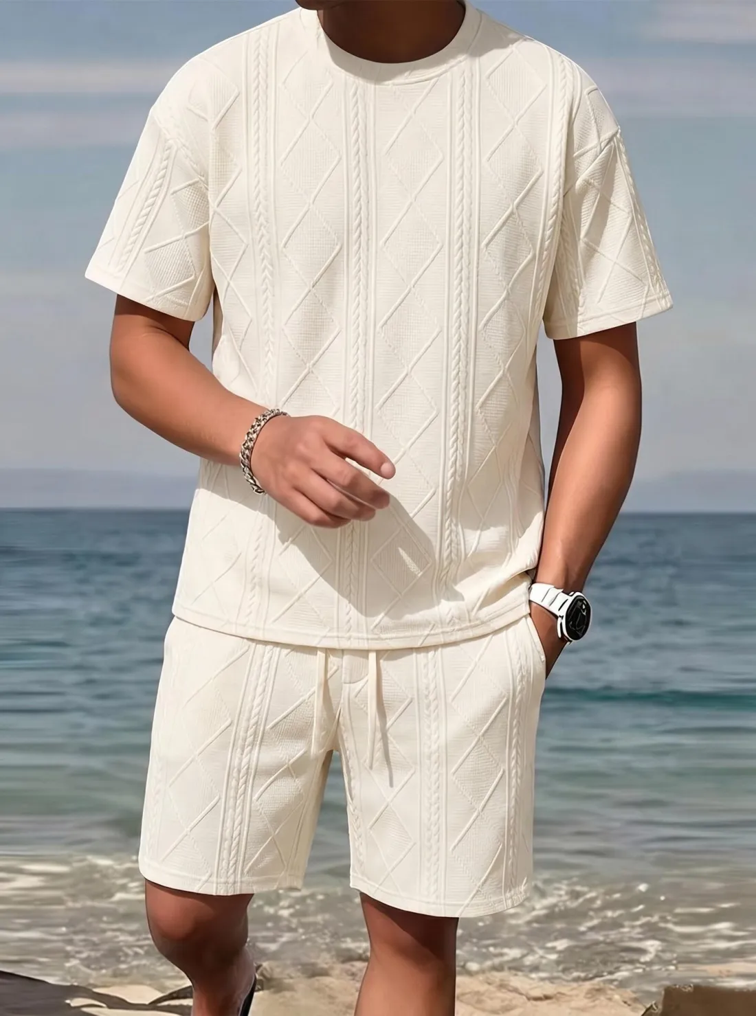 Men's Breathable Textured 2-Piece Summer Set