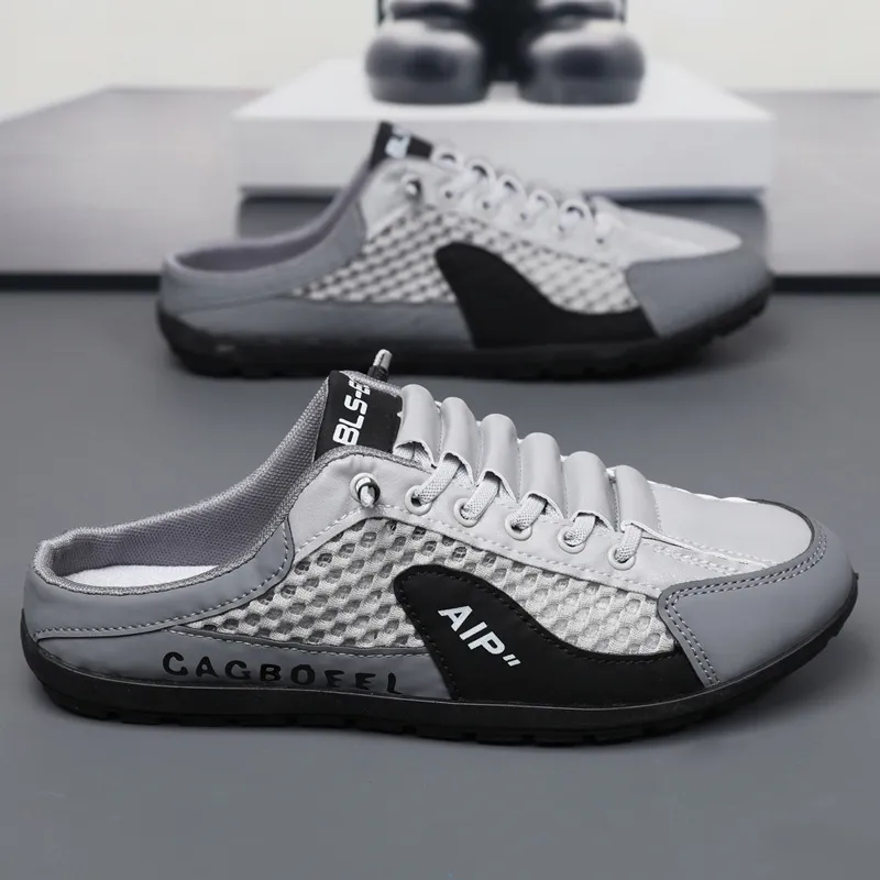Men’s Breathable Mesh Slip-On Half Slippers