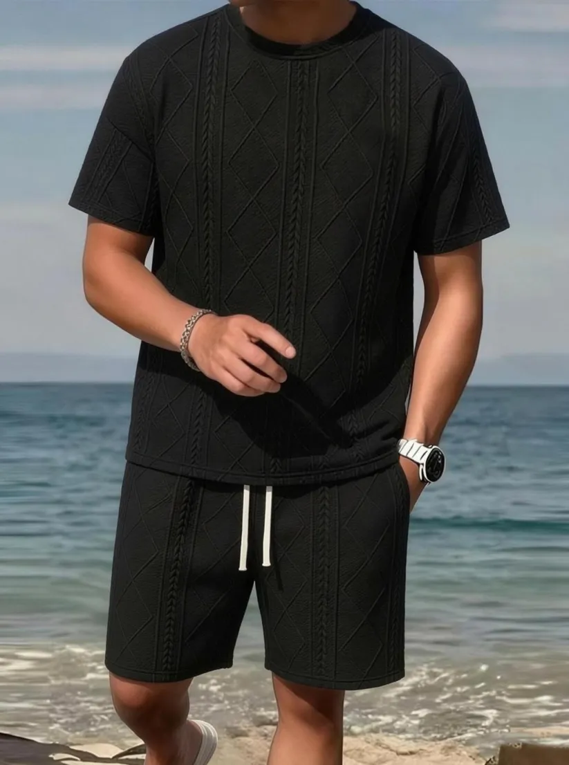 Men's Breathable Textured 2-Piece Summer Set
