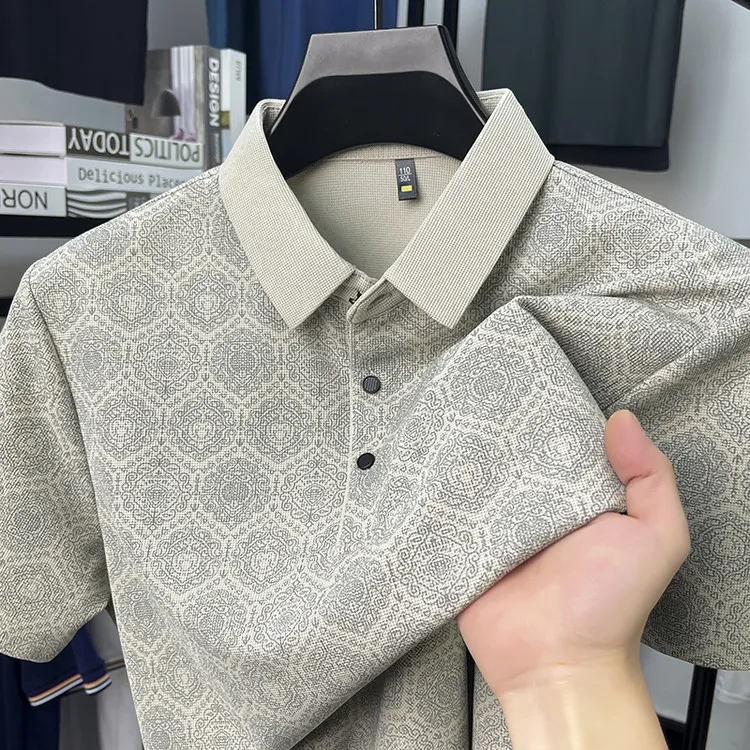 Men’s Casual Stretch Printed Polo Shirt