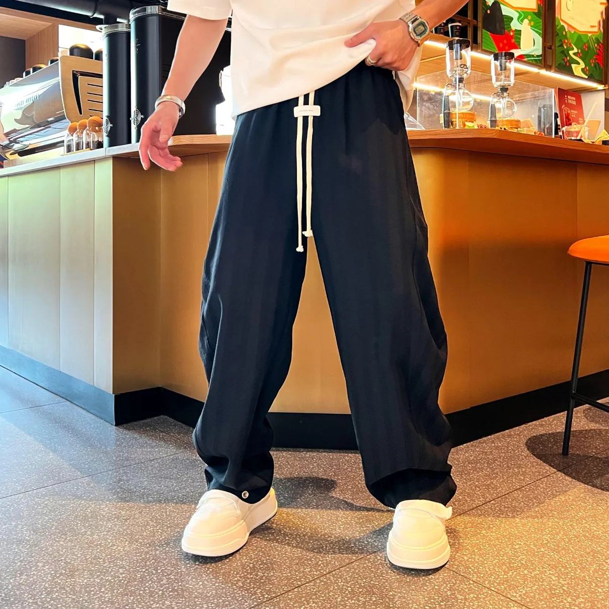 Men’s Striped Wide-Leg Relaxed Casual Pants