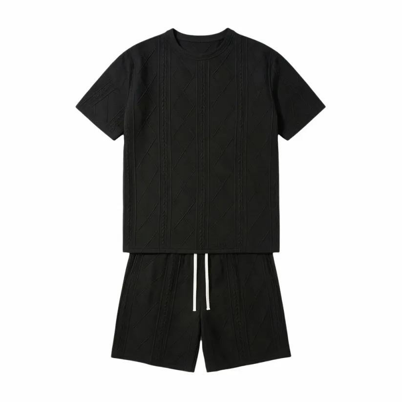Men's Breathable Textured 2-Piece Summer Set