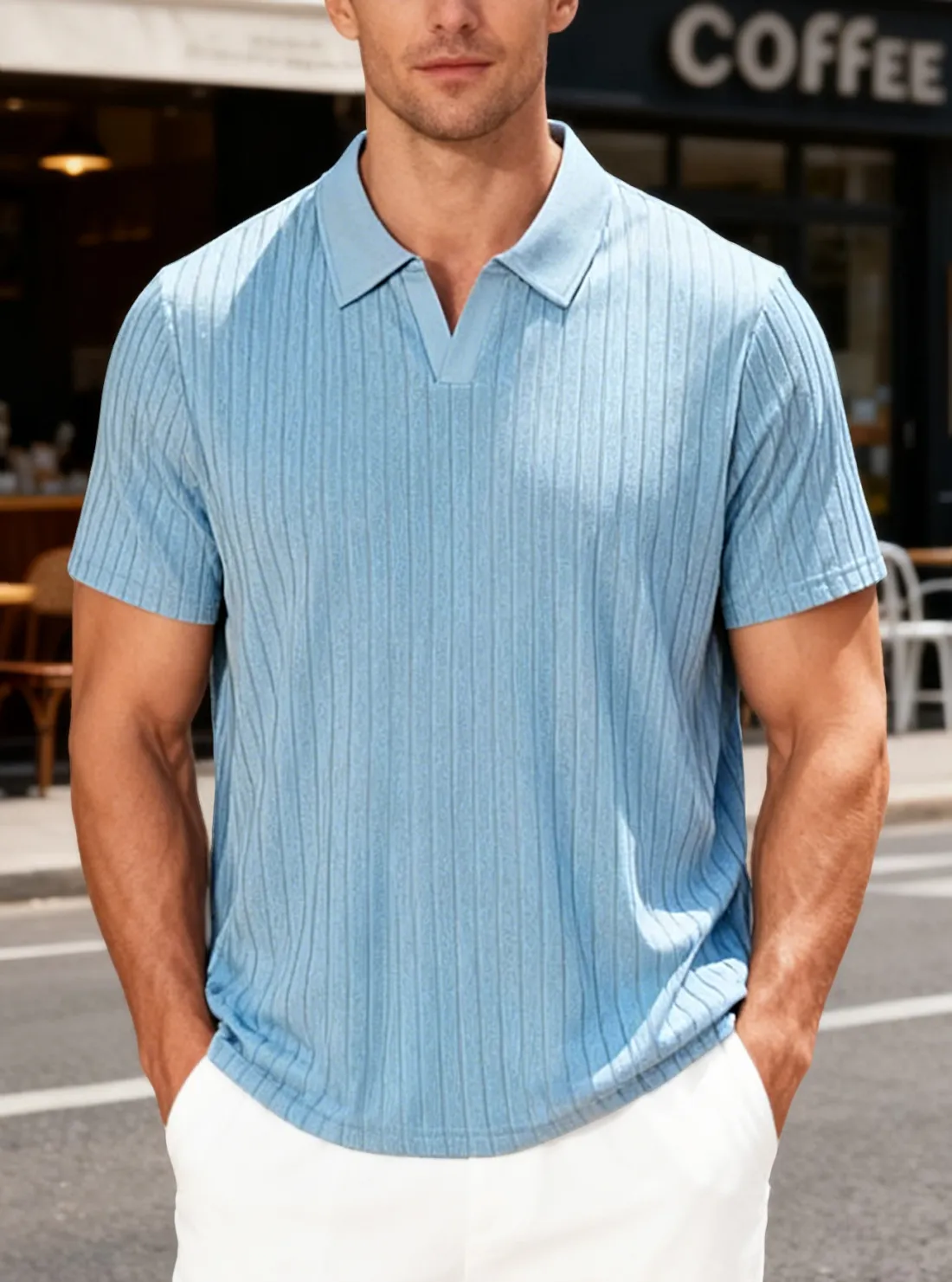 Men’s Premium Textured Stripe Short Sleeve Shirt