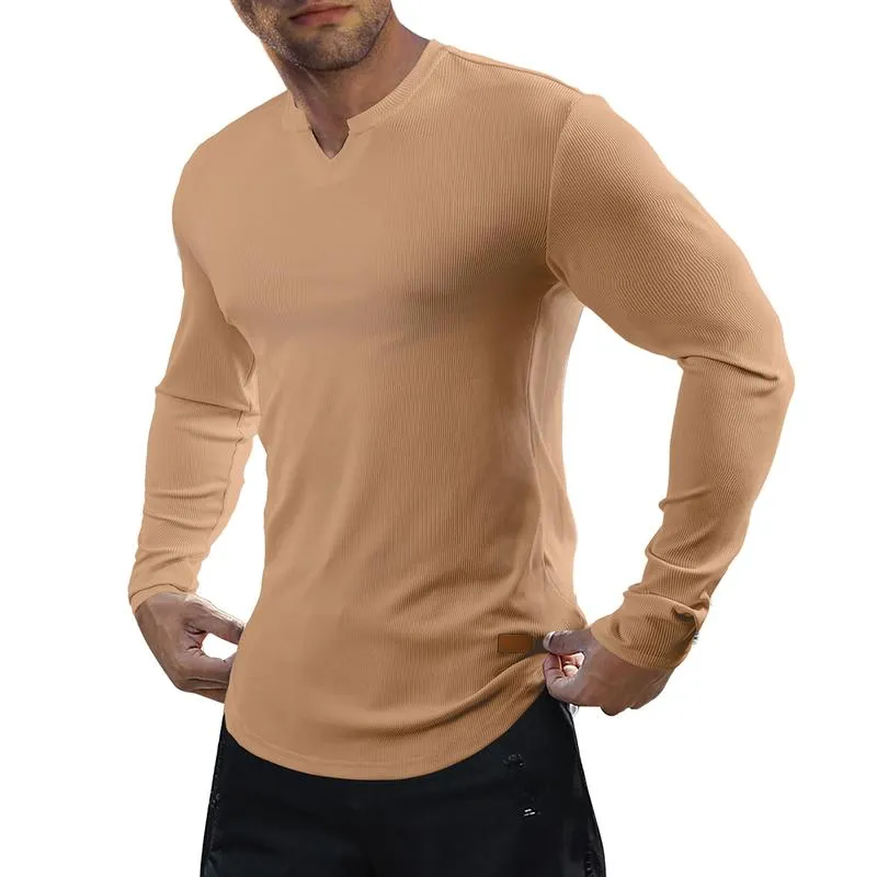 Men's Slim Fit V-Neck Long Sleeve T-Shirt – Breathable & Comfortable