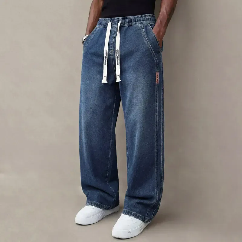 Men’s Relaxed Wide-Leg Straight Denim Jeans