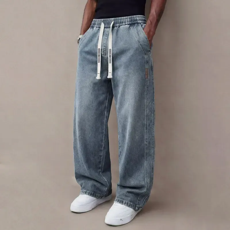 Men’s Relaxed Wide-Leg Straight Denim Jeans