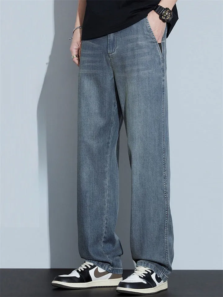 Men’s Summer Thin Loose Straight Retro Denim Pants