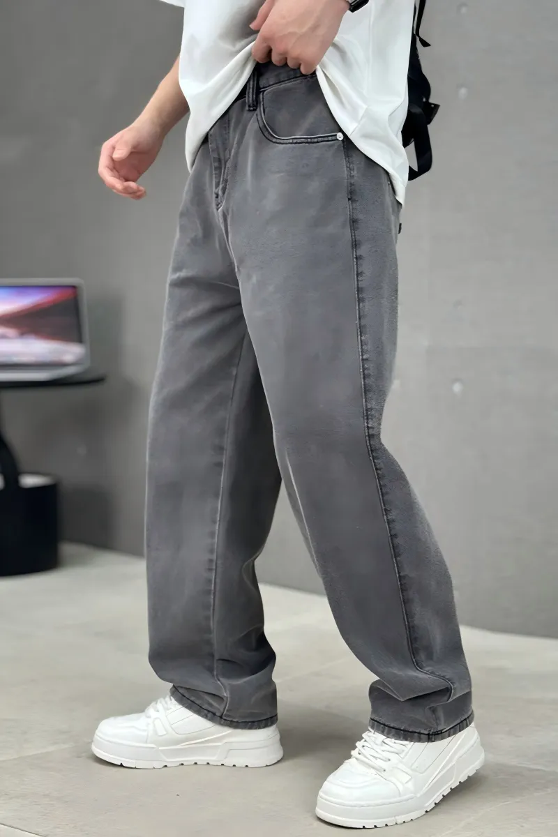 Men’s Plus Size Retro Loose Straight Denim Pants