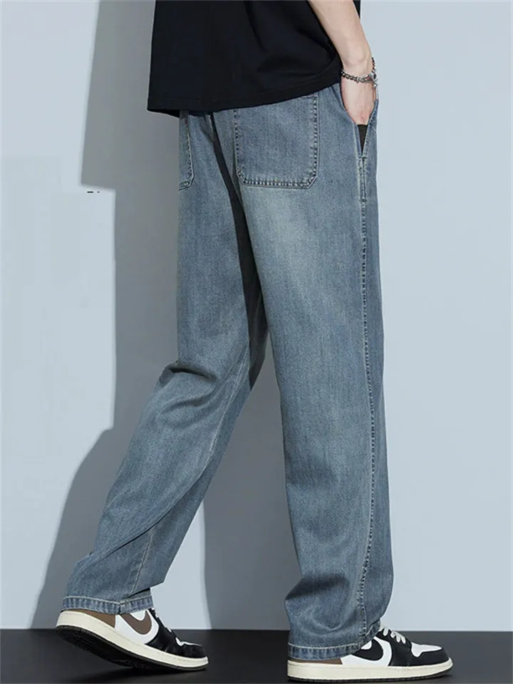 Men’s Summer Thin Loose Straight Retro Denim Pants