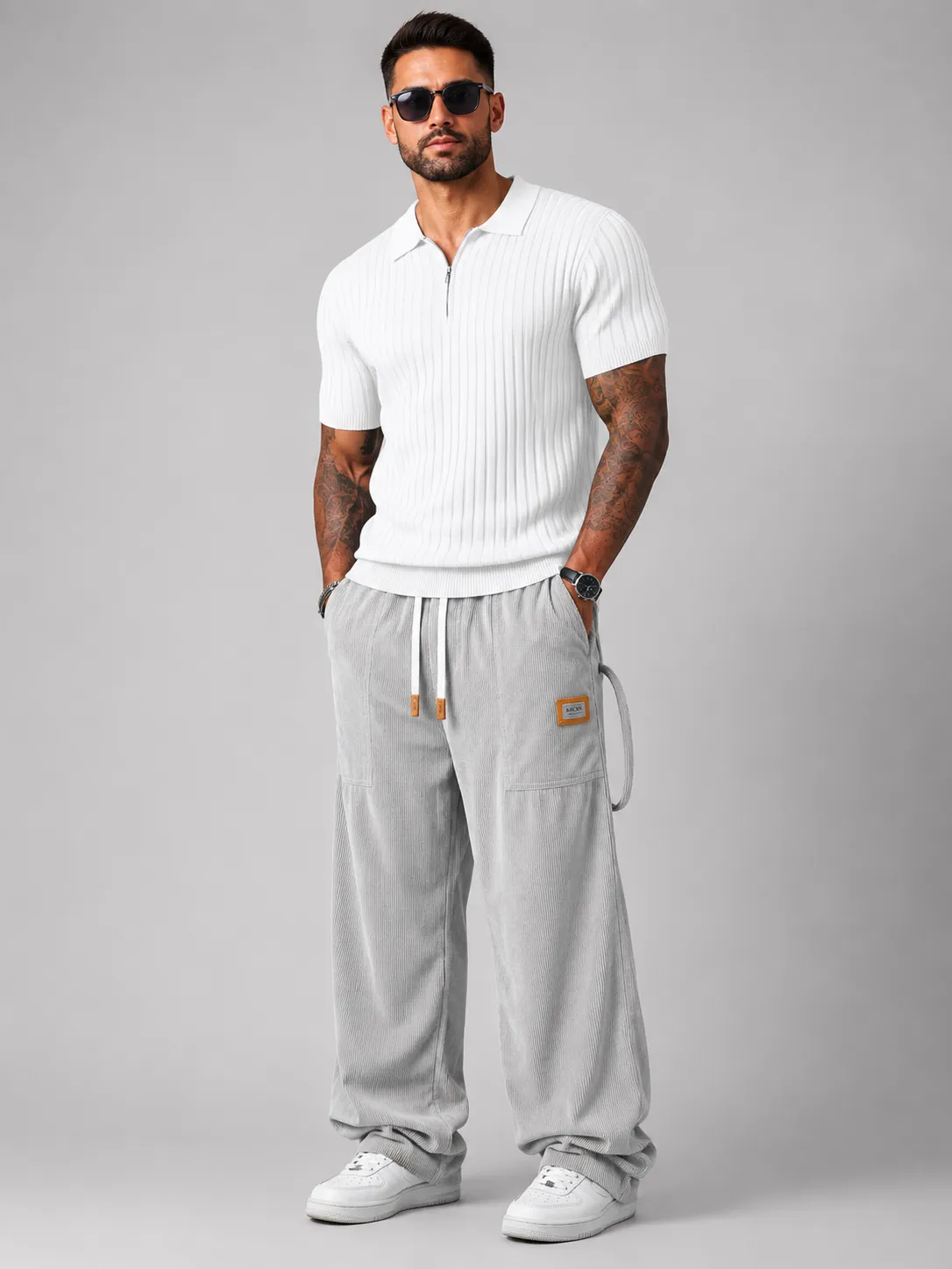 Men’s Premium Ribbed Zip Polo Shirt