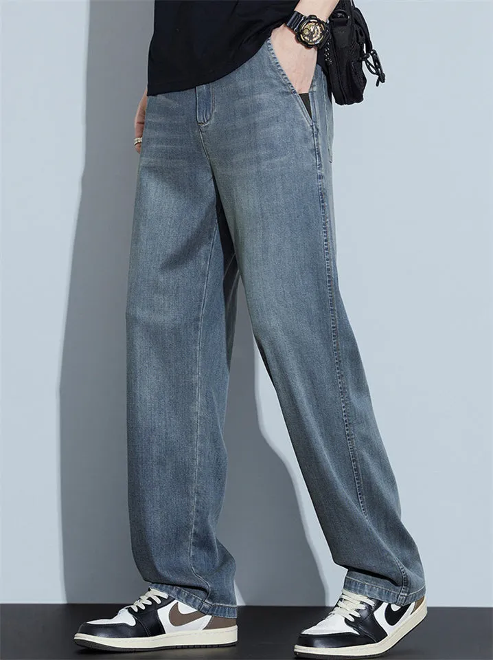 Men’s Summer Thin Loose Straight Retro Denim Pants