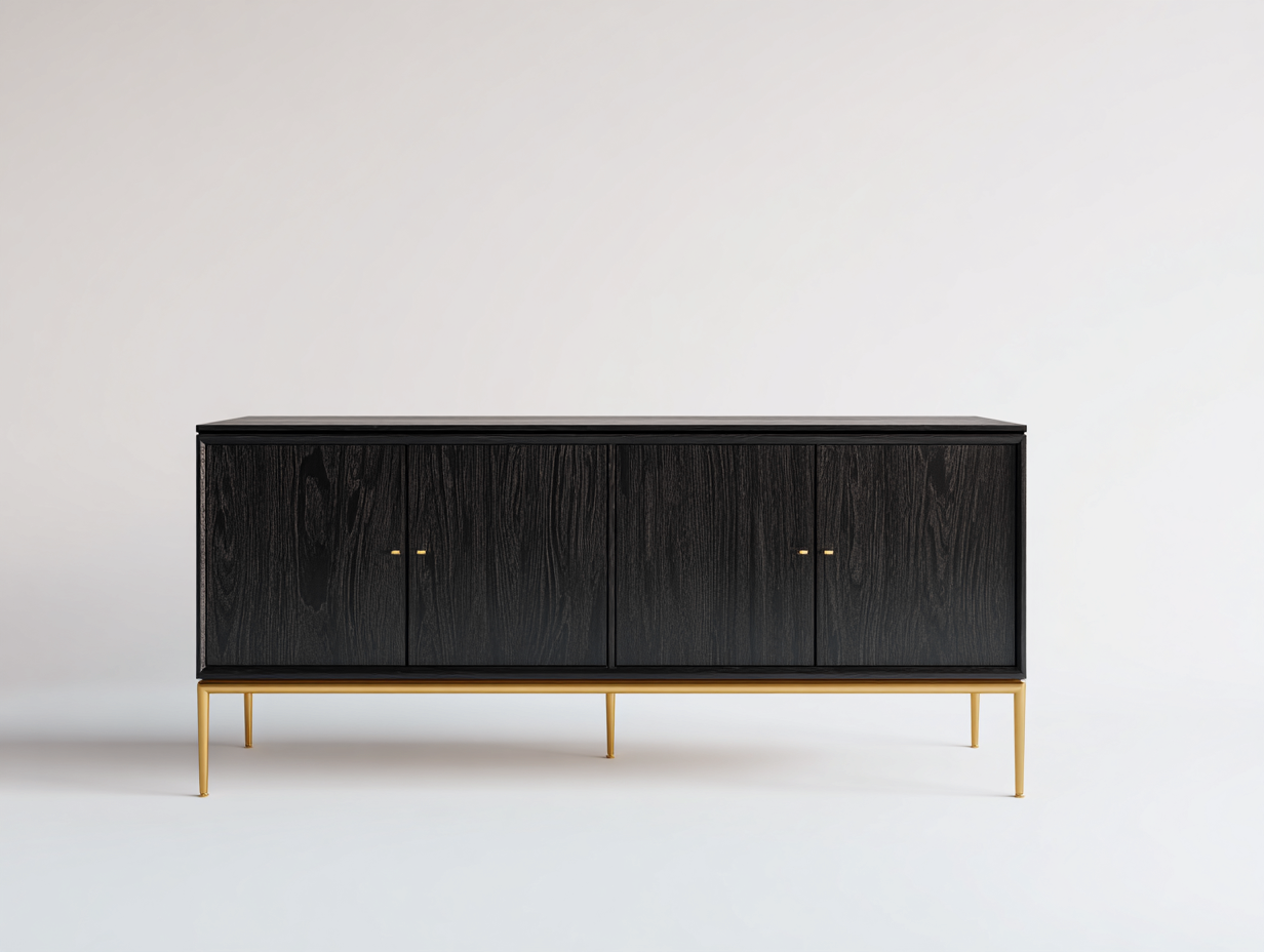 Mobile ingresso-legno-metallo-200x45x75 cm-nero-oro-stile moderno-Tavoralyhome