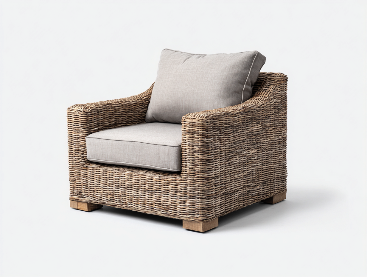 Poltrona da giardino-rattan-legno-85x78x72 cm-beige-grigio chiaro-stile naturale moderno-Tavoralyhome