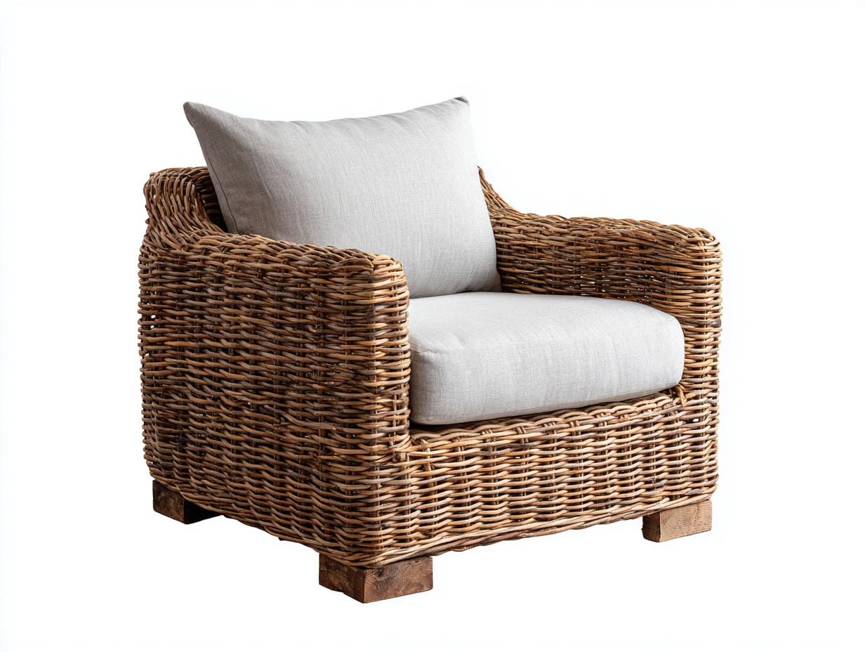 Poltrona da giardino-rattan-legno-94x86x80 cm-marrone-grigio chiaro-stile naturale contemporaneo-Tavoralyhome