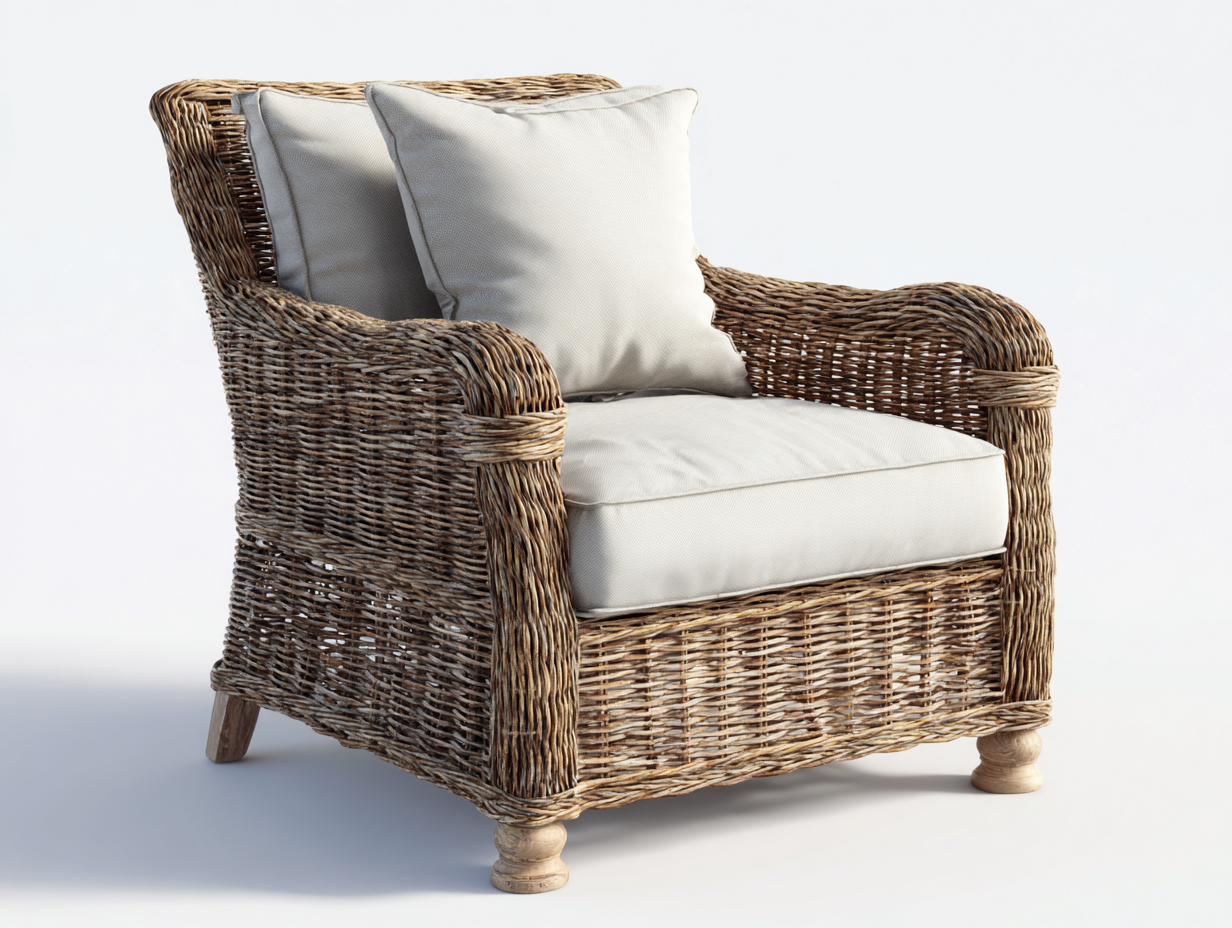 Poltrona da giardino-rattan-legno-86x78x84 cm-beige-grigio chiaro-stile naturale classico moderno-Tavoralyhome