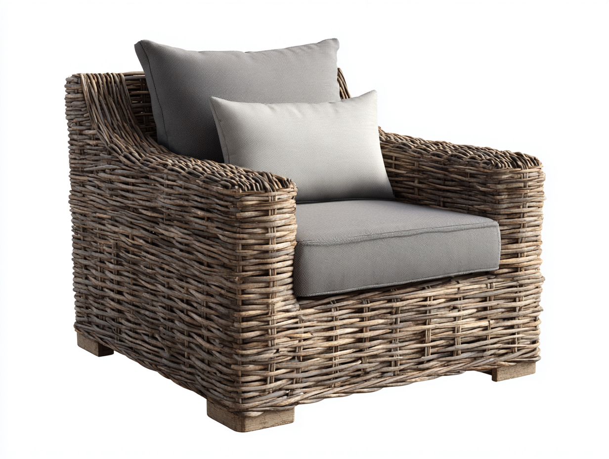 Poltrona da giardino-rattan-legno-98x90x84 cm-marrone-grigio chiaro-stile naturale contemporaneo-Tavoralyhome
