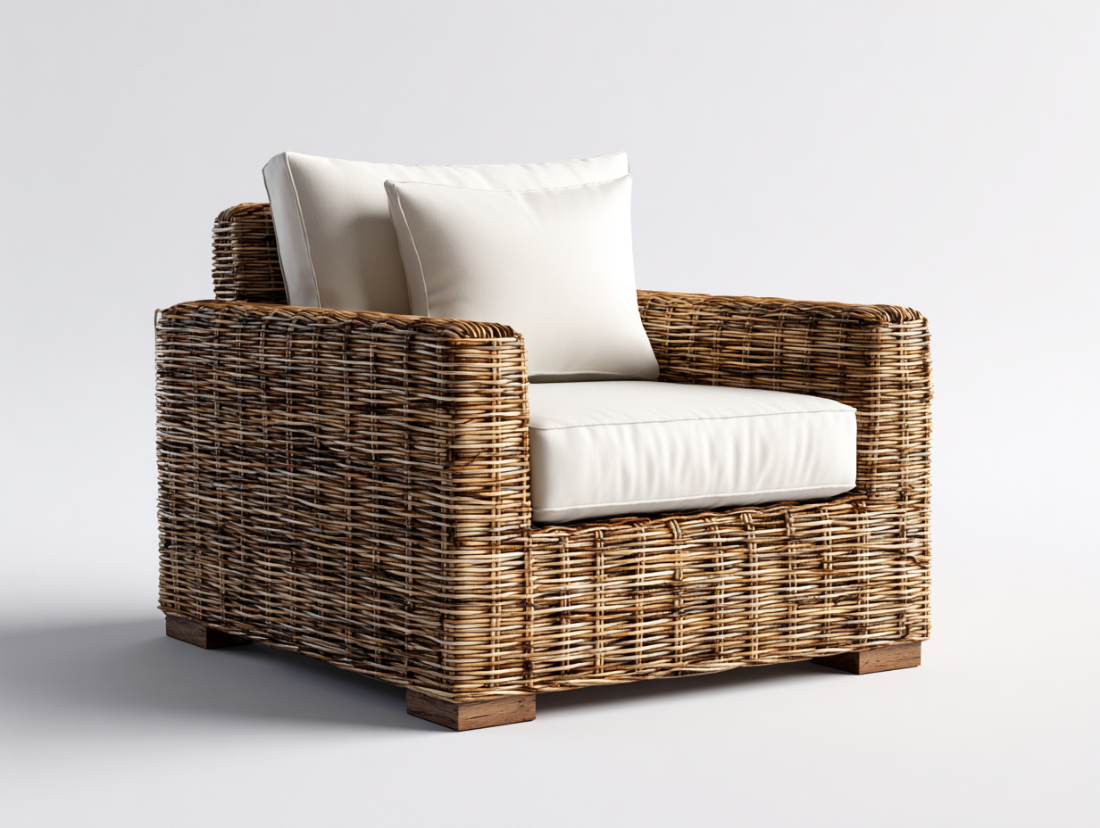 Poltrona da giardino-rattan-legno-104x96x90 cm-marrone-bianco-stile naturale moderno-Tavoralyhome