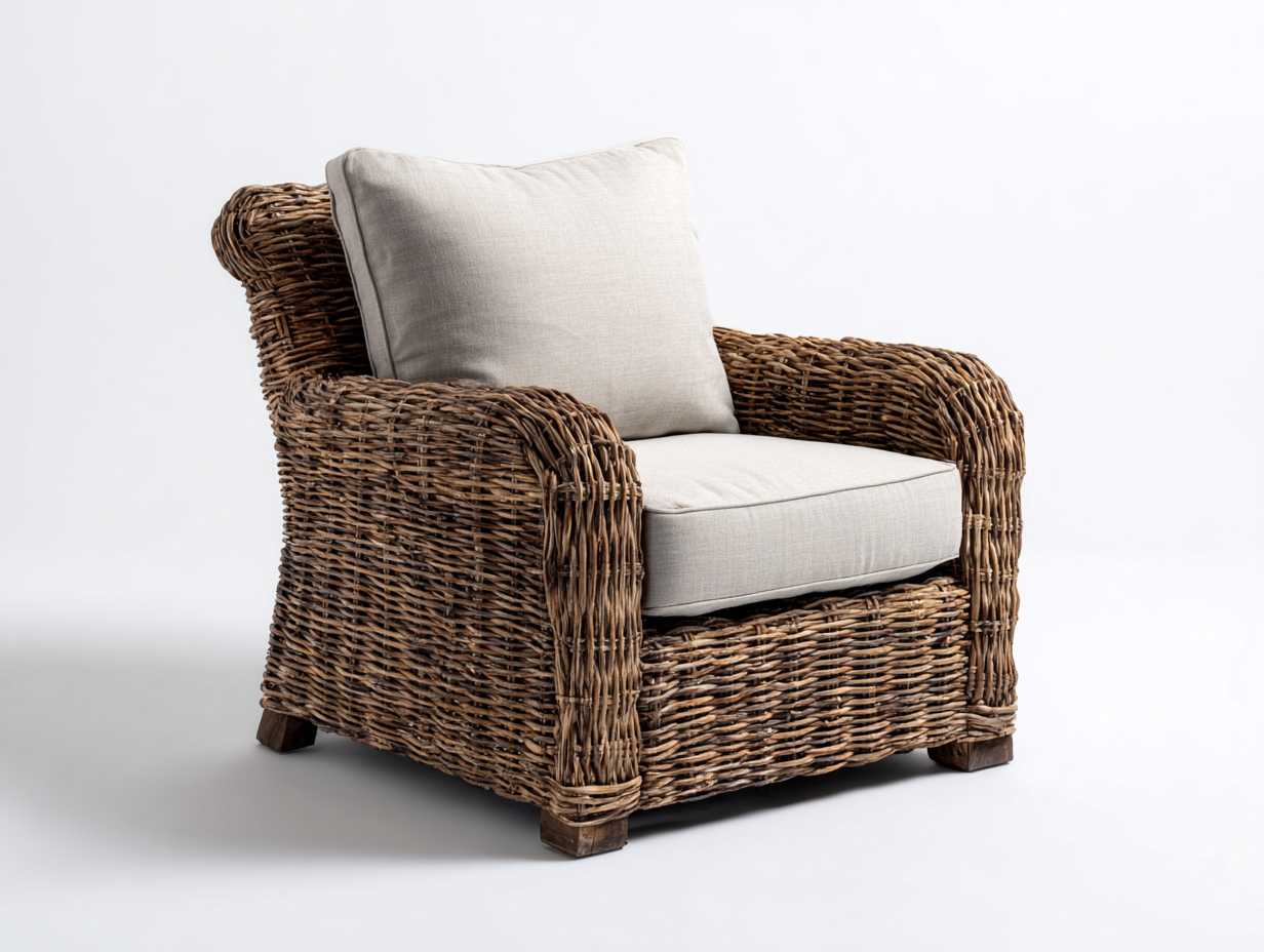 Poltrona da giardino-rattan-legno-92x84x78 cm-marrone-grigio chiaro-stile naturale rustico moderno-Tavoralyhome