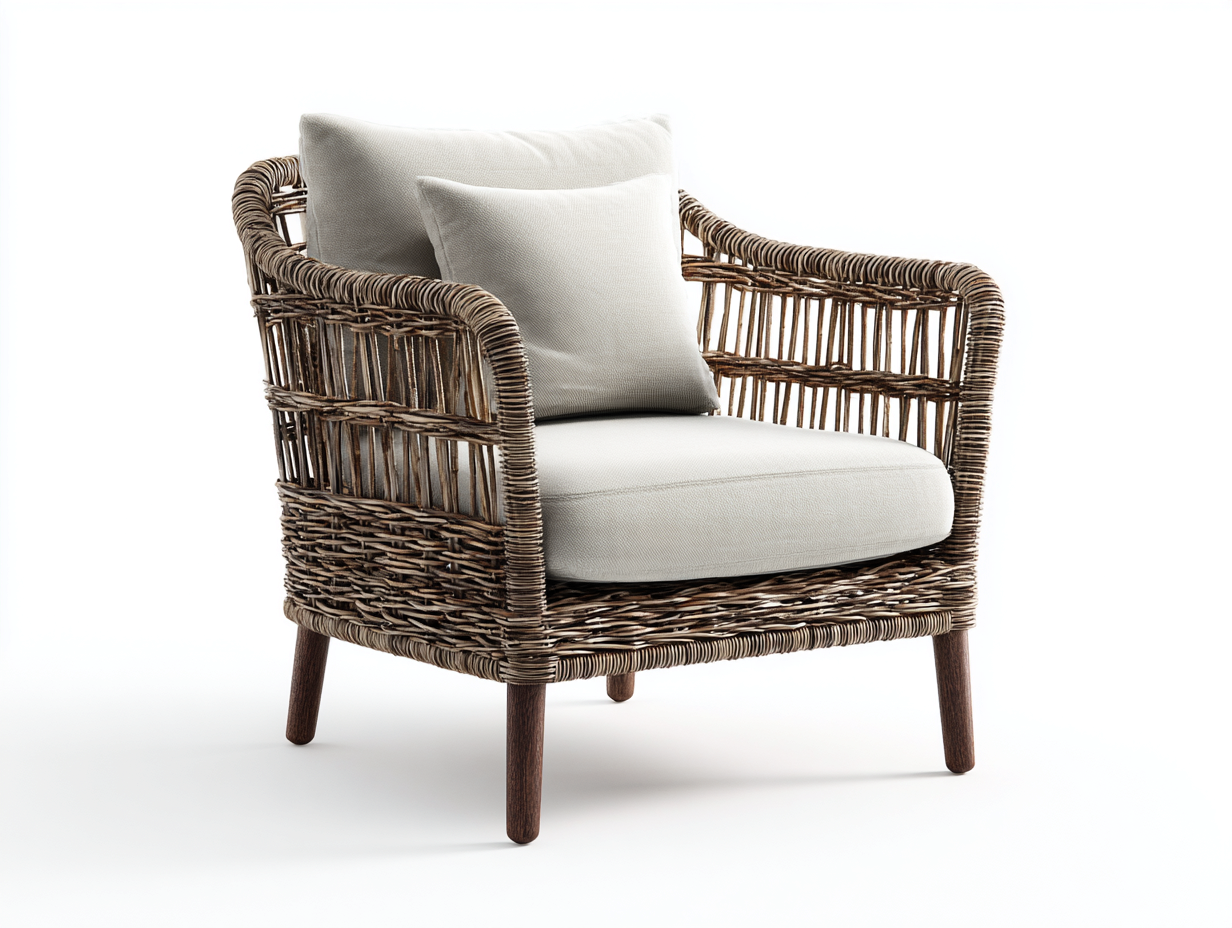 Poltrona da giardino-rattan-legno-78x72x82 cm-marrone-grigio chiaro-stile naturale leggero moderno-Tavoralyhome