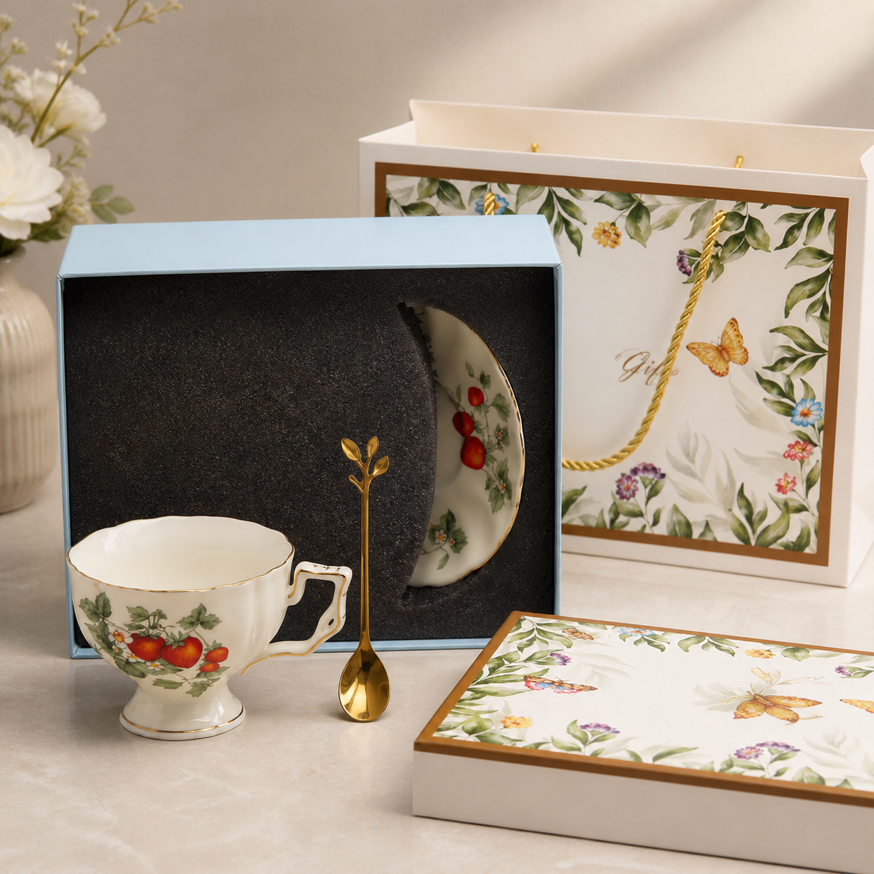 French Vintage Ceramic Coffee Set | Cup, Saucer & Teapot  os001