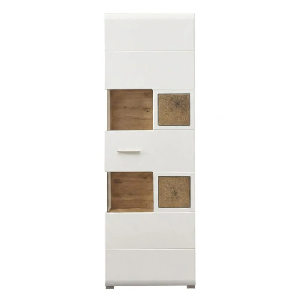 Vitrina Grande Blanca con Apliques y Luz LED, 65 x 205 x 37 cm-Selvorianez