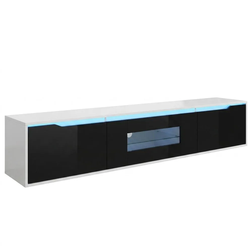 Soporte para TV con Luces LED de Colores Cambiantes Negro y Blanco-Selvorianez
