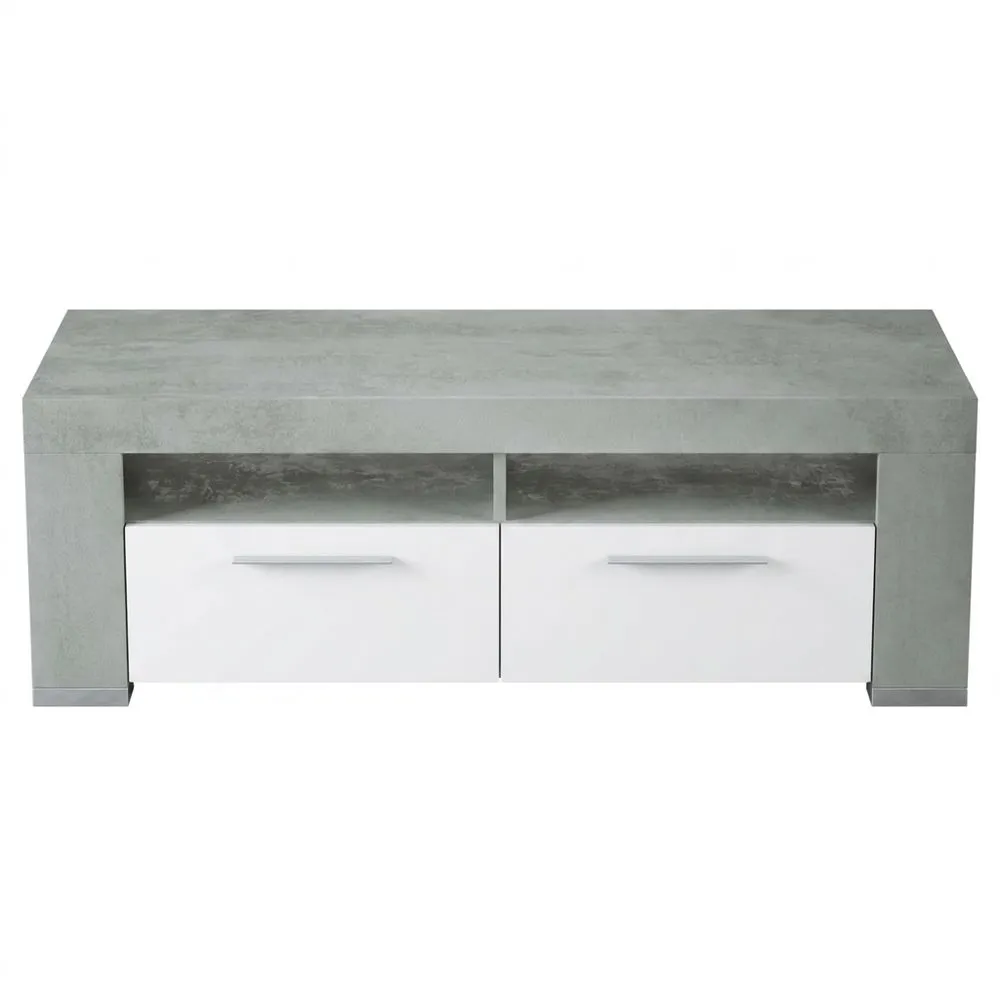Aparador moderno comedor color blanco y gris cemento 120x40x42 cm-Selvorianez