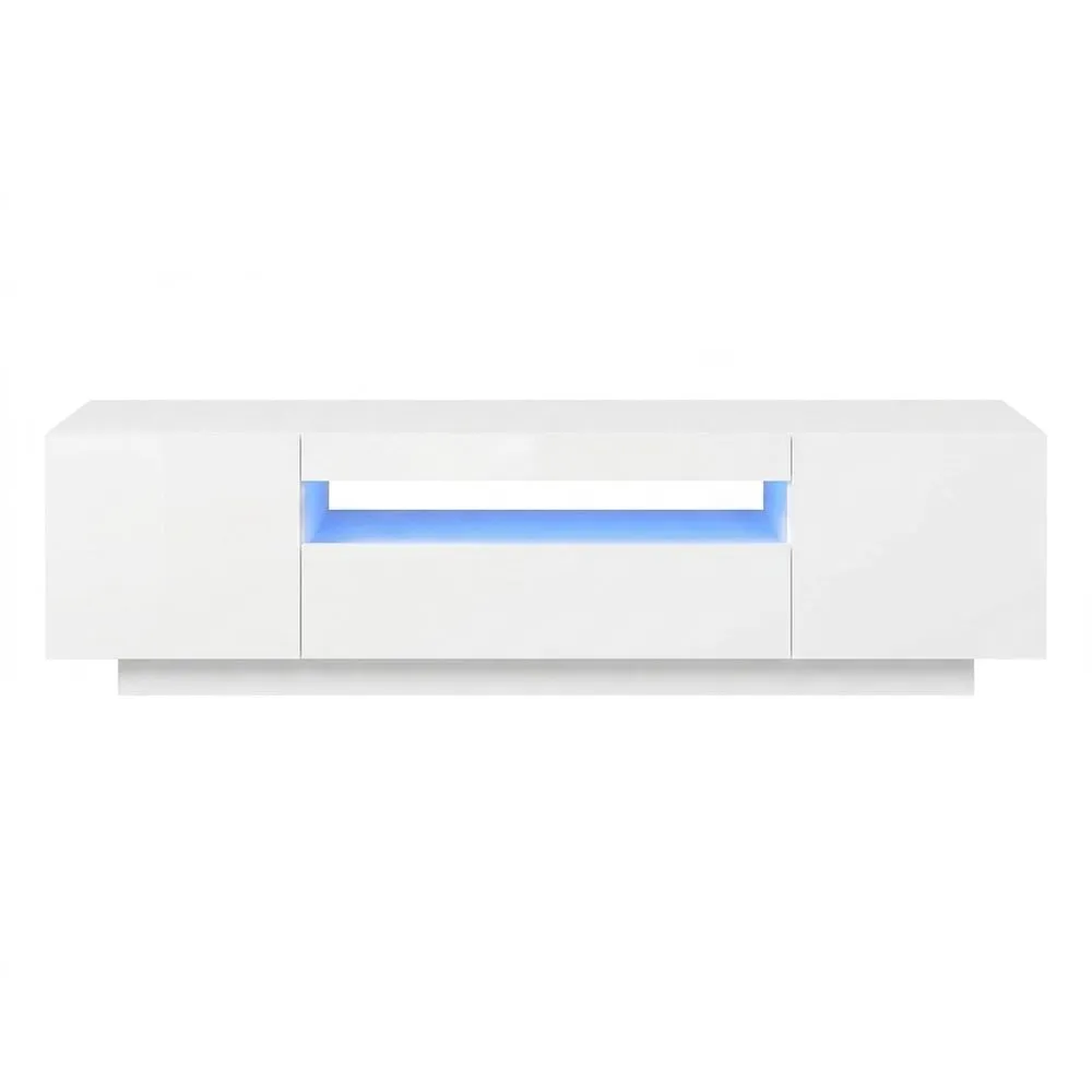 Mueble de TV con Luces LED, Blanco, 160x35x40cm-Selvorianez