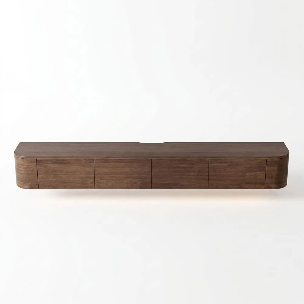 Mueble de TV Flotante con Puertas Abatibles y Almacenamiento LED-Selvorianez