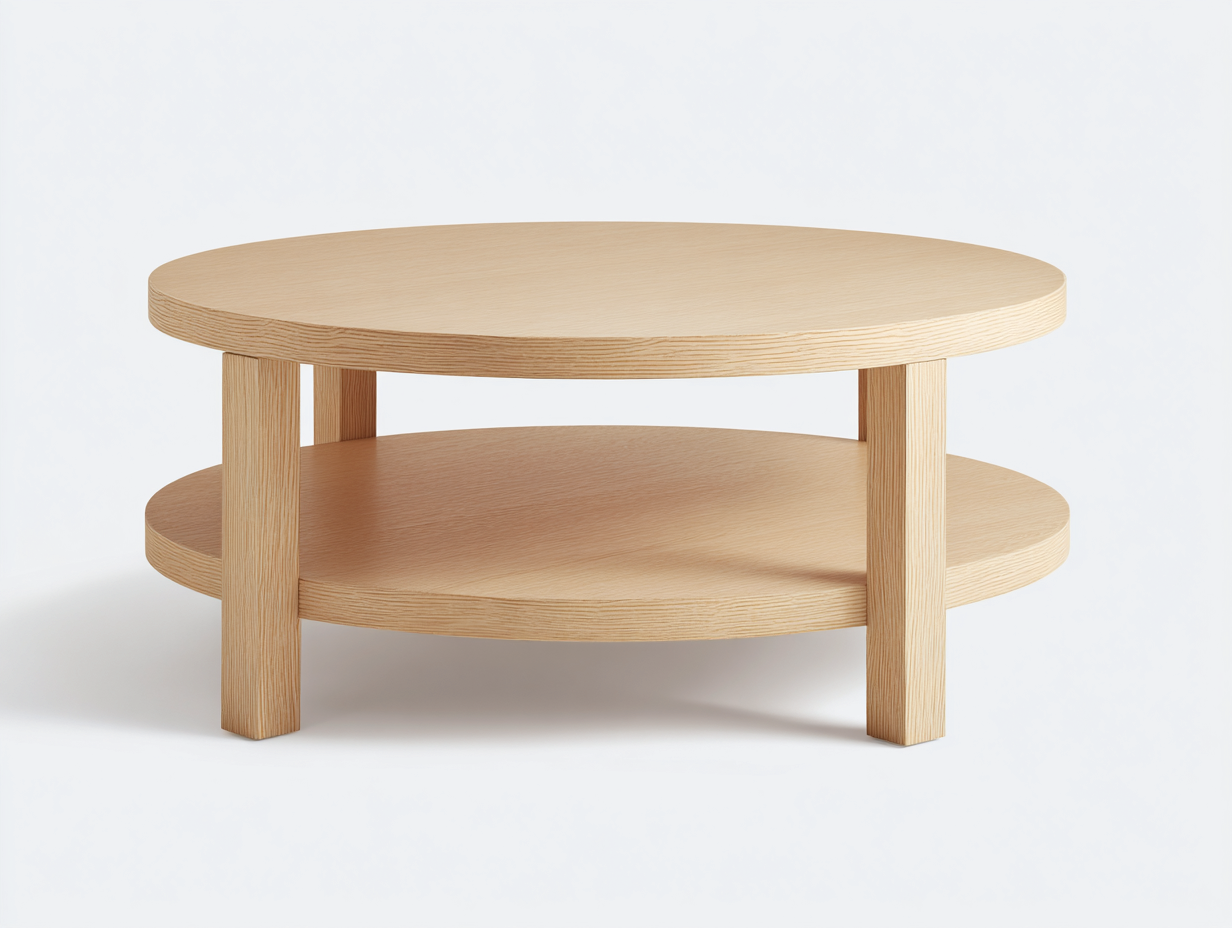 Table Basse Ronde 95x95x42 cm-Bois Clair-Style Scandinave Salon-Madiahaven