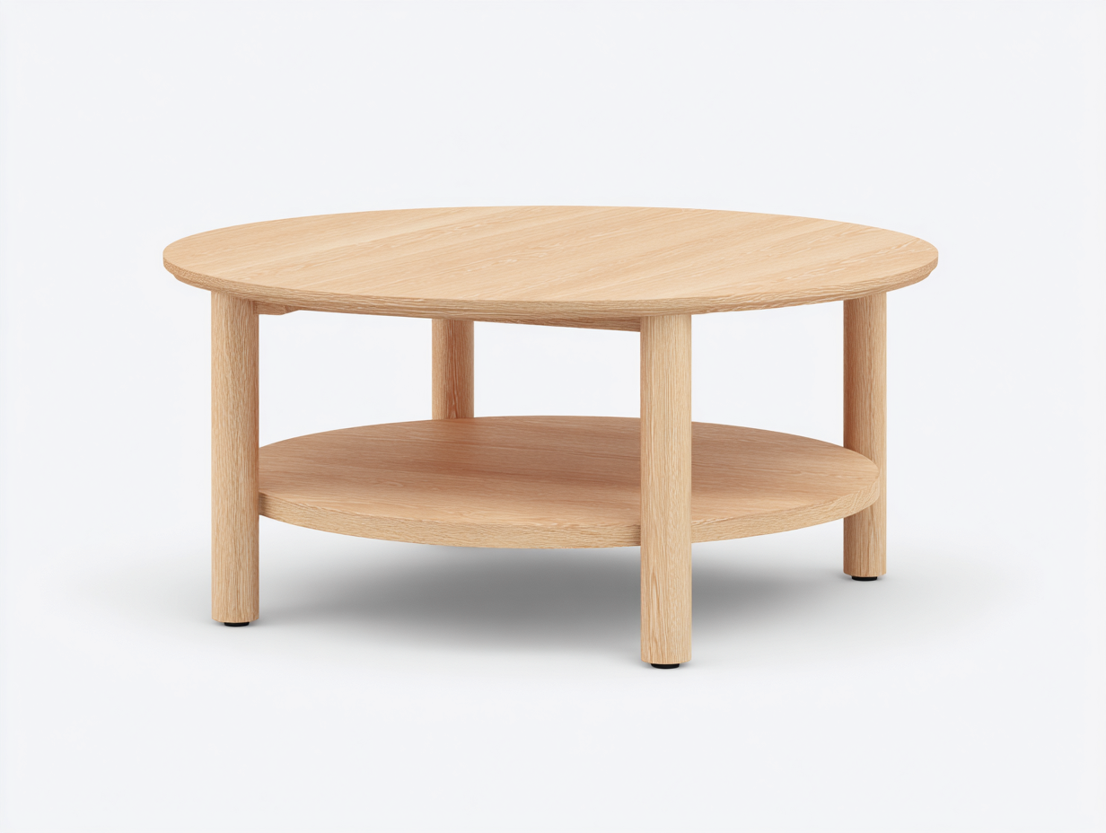 Table Basse Ronde 85x85x40 cm-Bois Naturel-Style Minimaliste Salon-Madiahaven