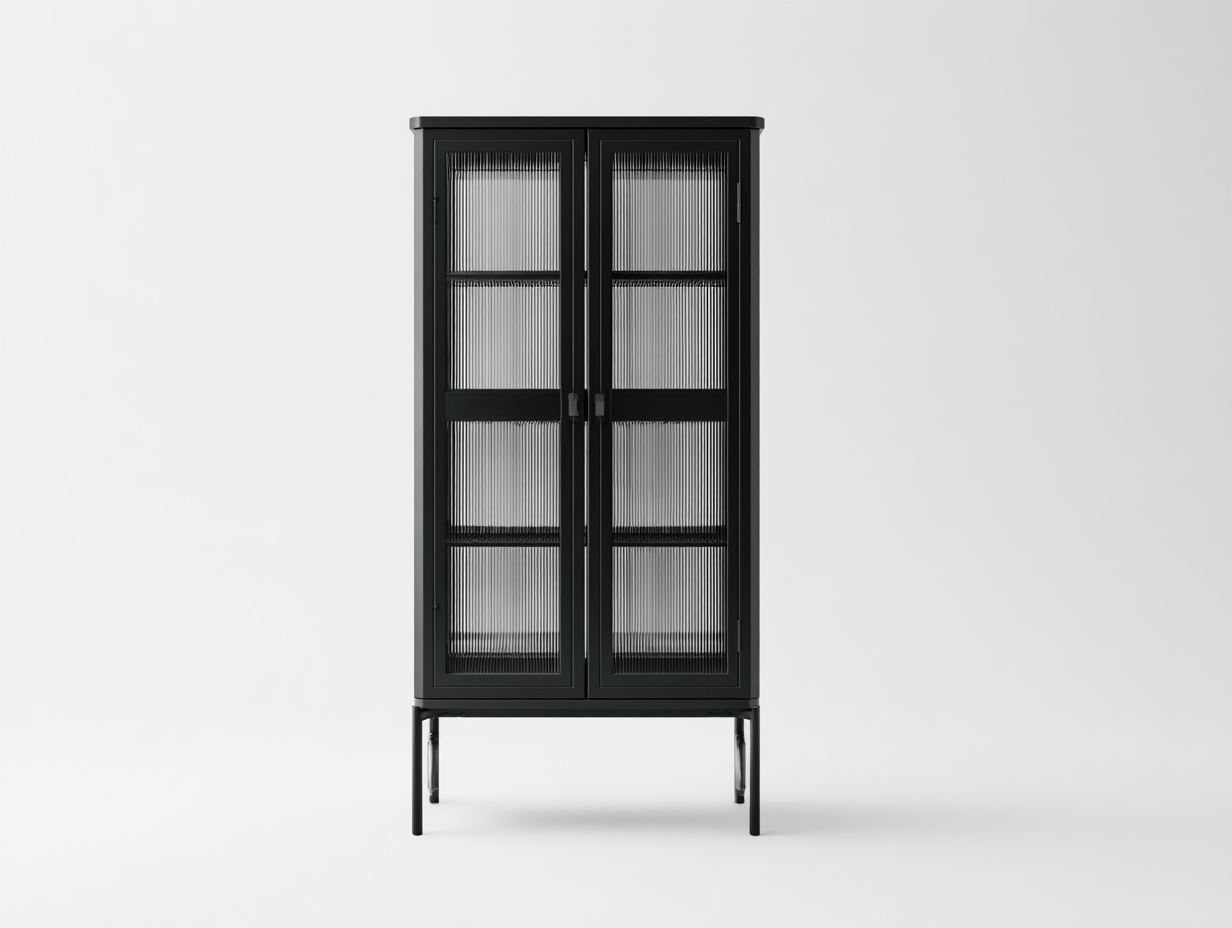 Vitrine Métal et Verre 92x40x175 cm-Noir-Style Industriel Salon-Madiahaven