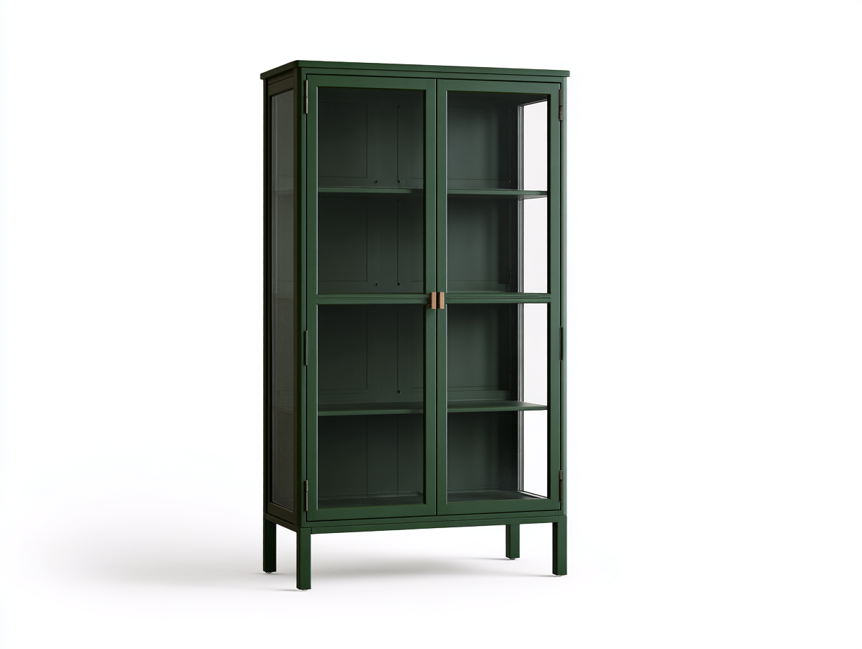 Vitrine Métal et Verre 90x40x160 cm-Vert Foncé-Style Moderne Salon-Madiahaven