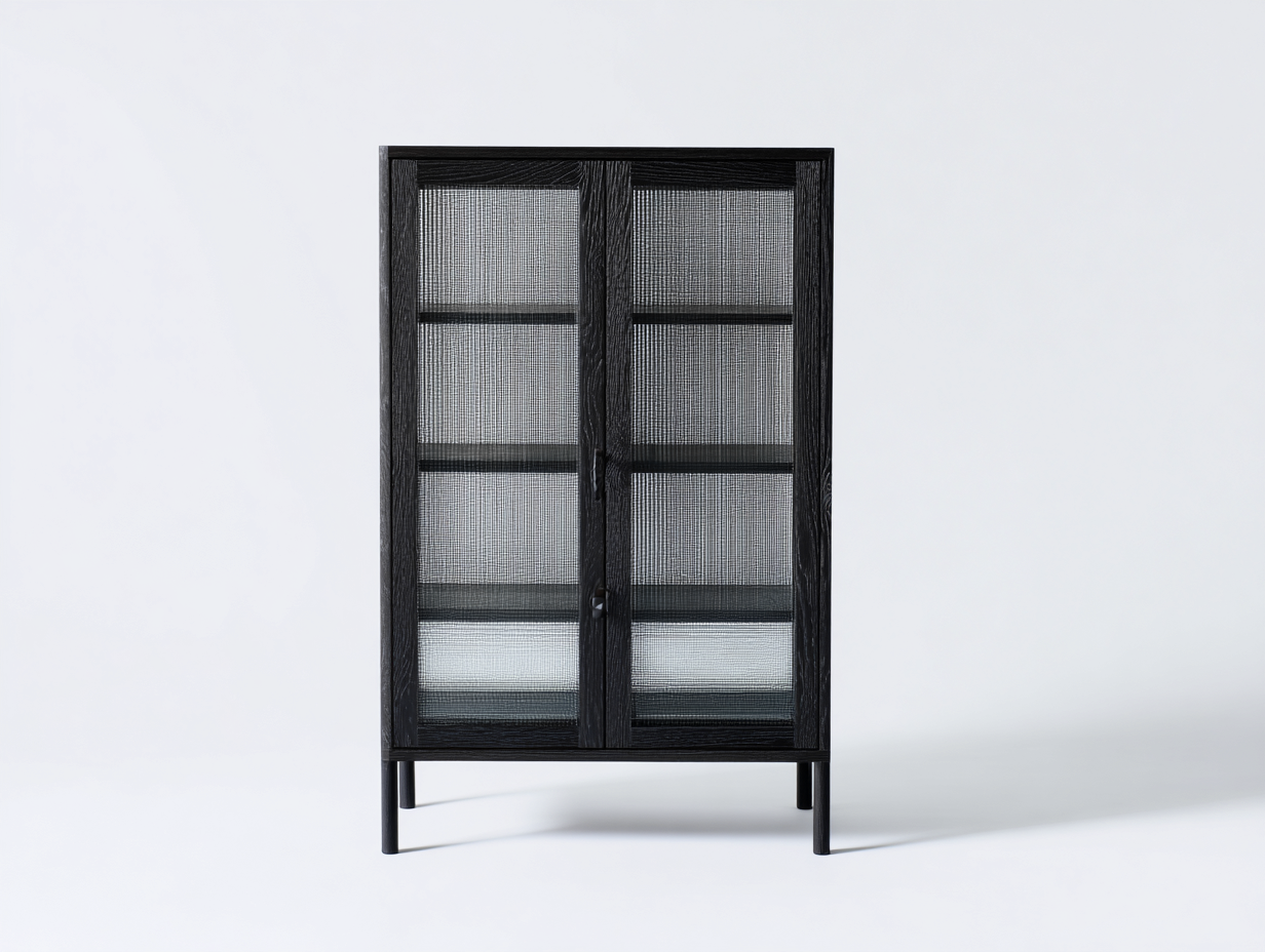 Vitrine Bois et Verre 88x38x165 cm-Noir-Style Contemporain Salon-Madiahaven