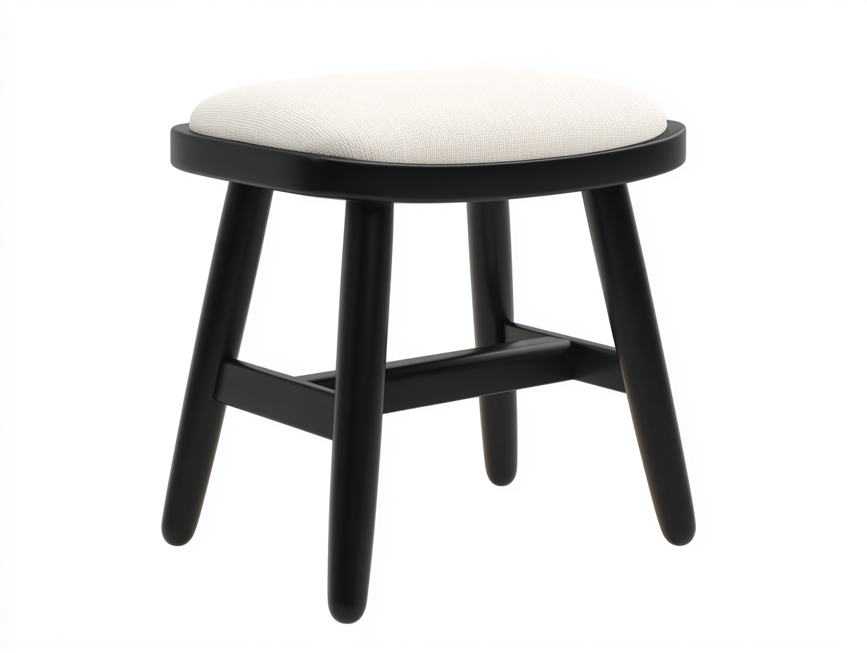 Barhocker Holz Textil 40x40x48 cm-Schwarz-Creme-Kompaktes Design Wohnzimmer-Madiahaven