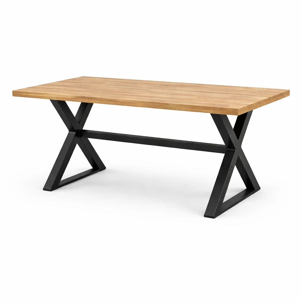 Mesa de comedor de roble y metal 200x100x75 cm-decolorae