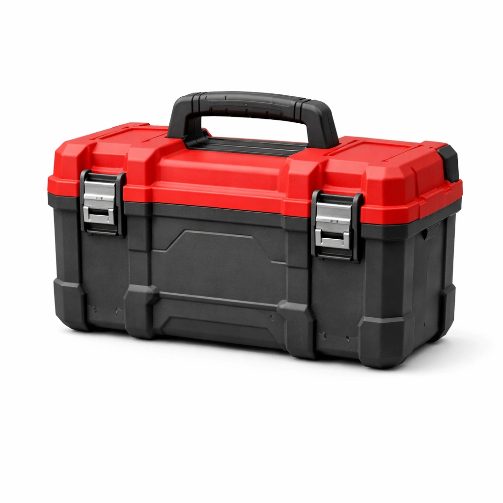 Caja de herramientas de plástico abs negro rojo con cierres de acero 45x22x20 cm-nestmira