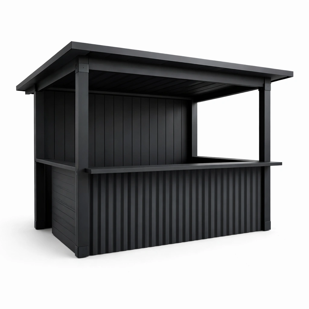 Bar de jardín de acero galvanizado negro 200x100x240 cm-nestmira