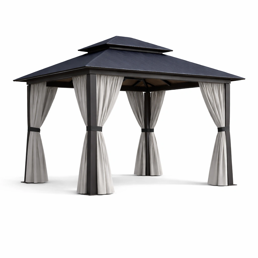 Gazebo de aluminio acero poliéster gris-nestmira
