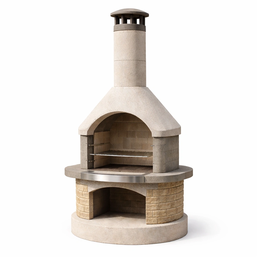 Parrilla de piedra con chimenea para exterior-decozorae