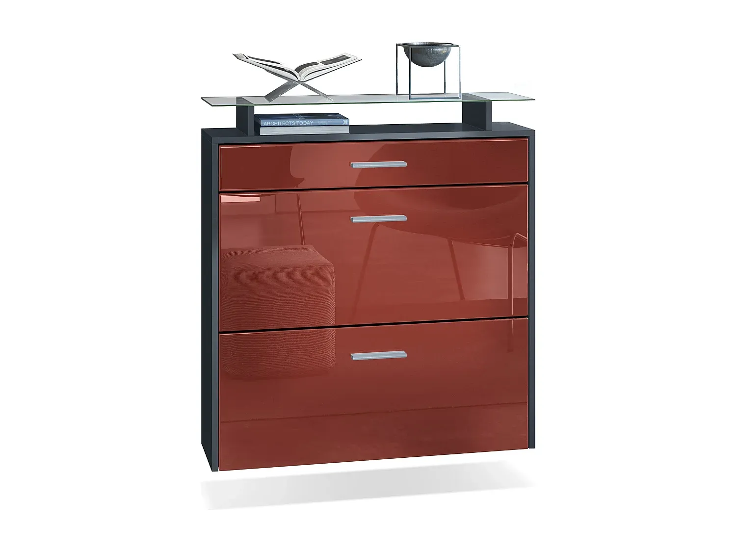 Moderner Schuhschrank mit schwarzer matter Front