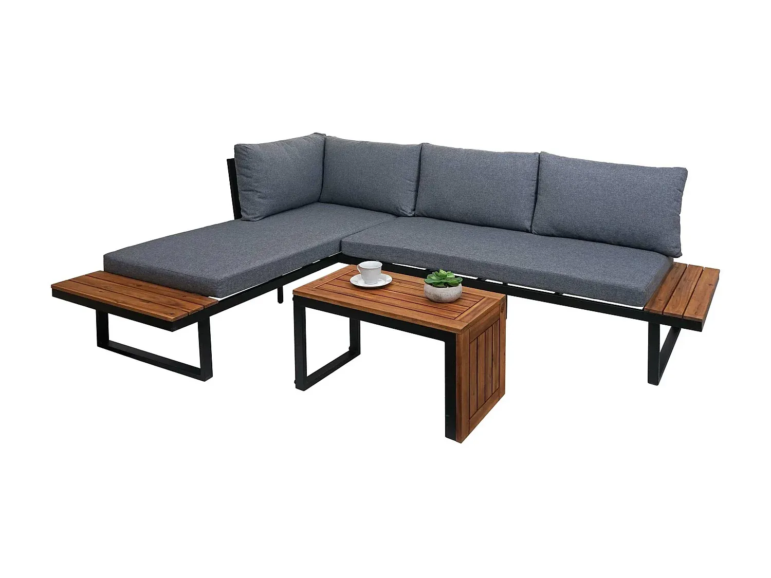 Moderne Gartenmöbel aus Polyrattan, 3-teilig, dunkelgrau