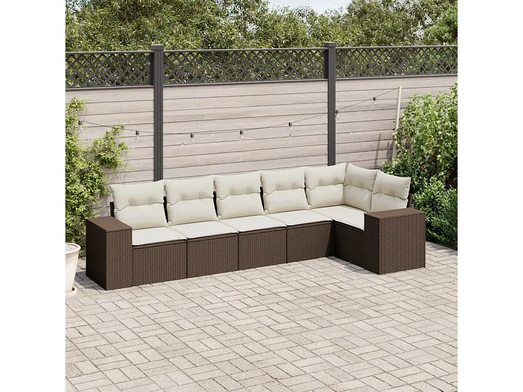 Gartenmöbel-Set mit Kissen aus Polyrattan Braun