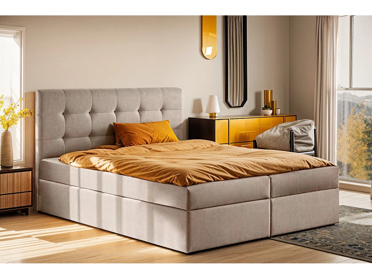 Boxspringbett mit Matratze und Bettkasten 200x200 cm