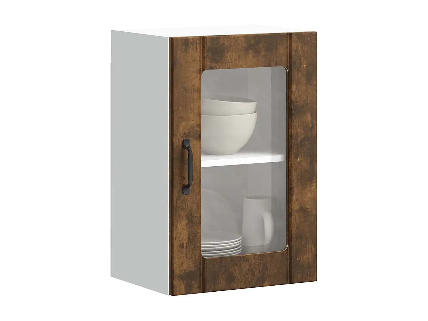 Wandküchenschrank mit Glastür in Eichenoptik