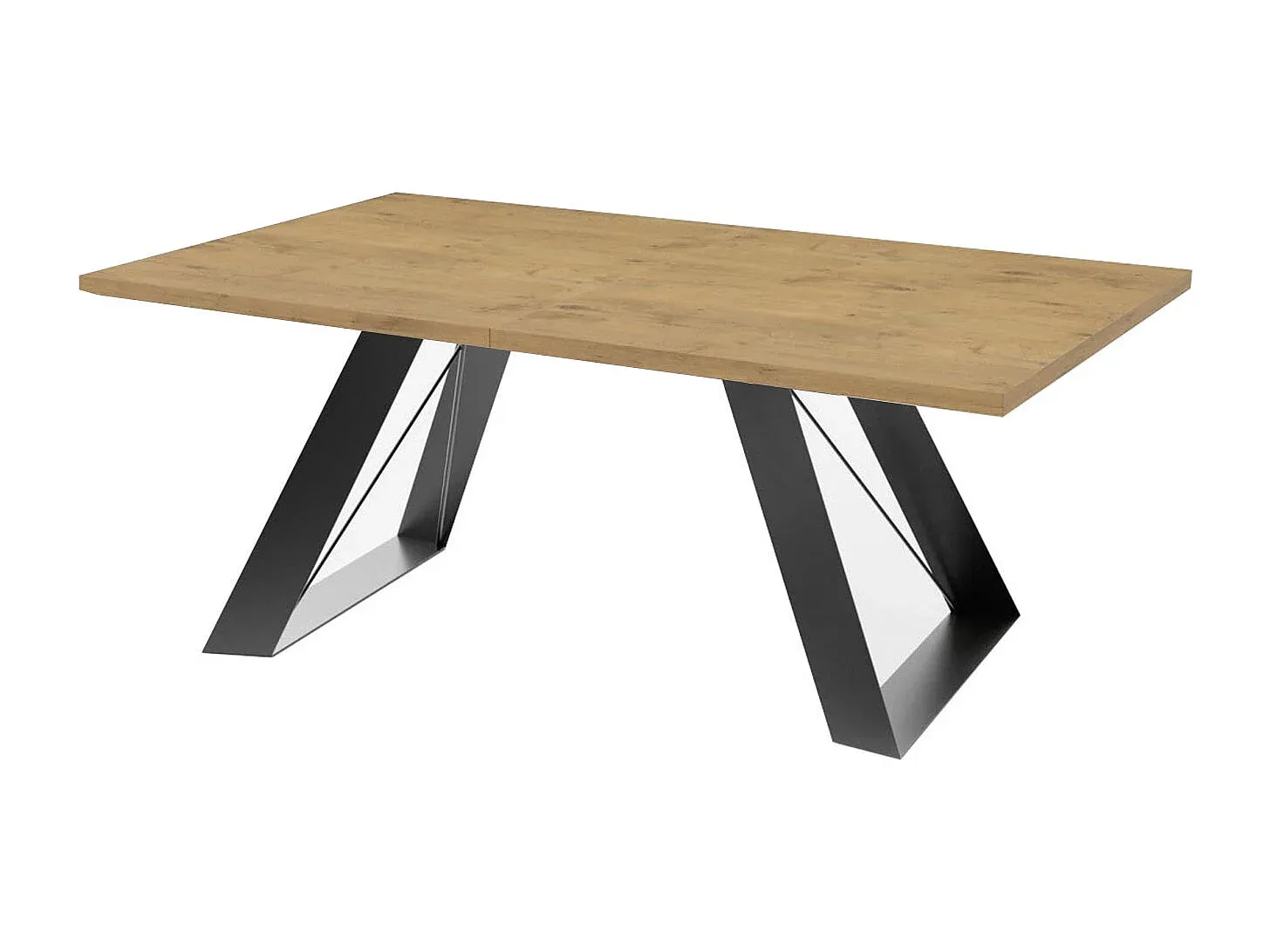 Moderner Esszimmertisch aus Eiche und Schwarz, ausziehbar