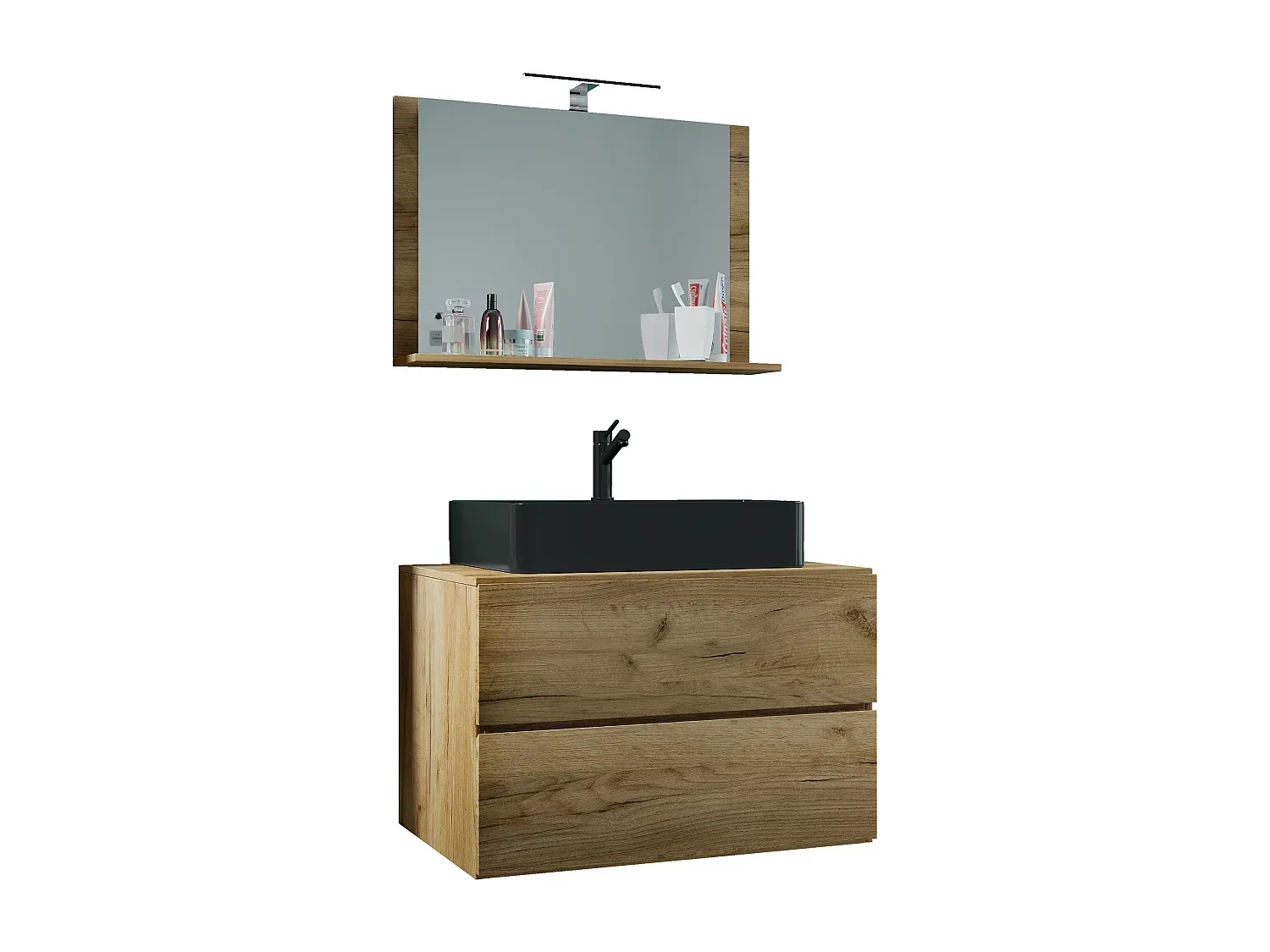 Moderner Badezimmerschrank mit Waschbecken, 80 cm