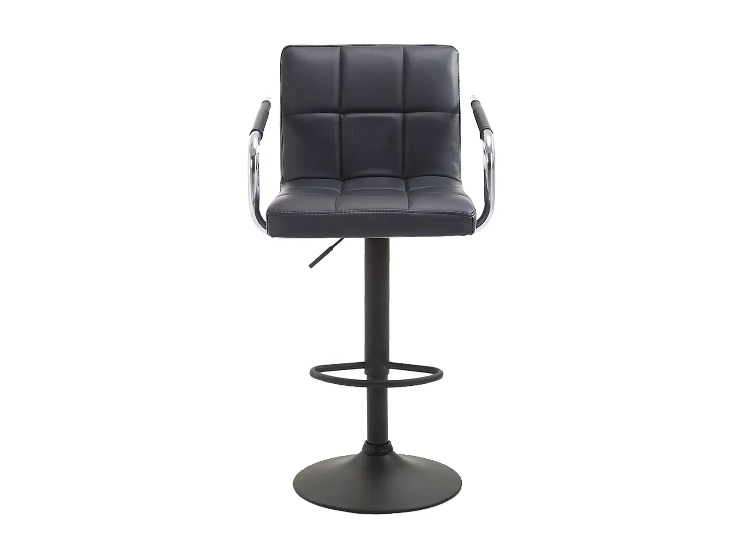 Elegante Barhocker aus Kunstleder und Metall in Schwarz, 2er-Set